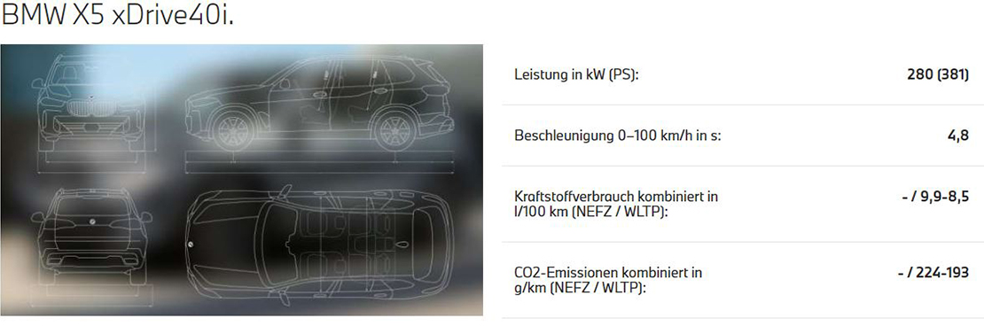 BMW X5 xDrive40i Technische Daten BMW X5 xDrive40i Technische Daten