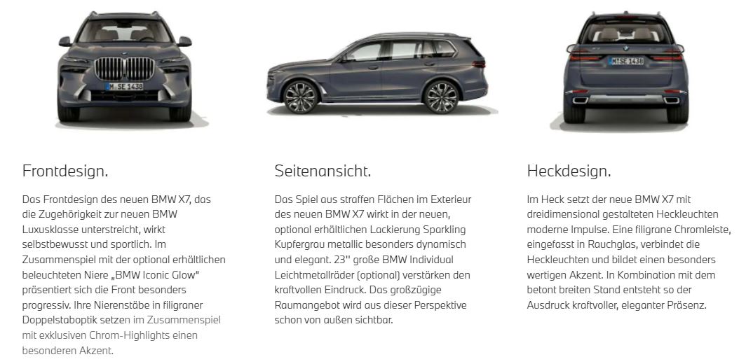 WEITERE HIGHLIGHTS IM EXTERIEUR-DESIGN DES NEUEN BMW X7. WEITERE HIGHLIGHTS IM EXTERIEUR-DESIGN DES NEUEN BMW X7.
