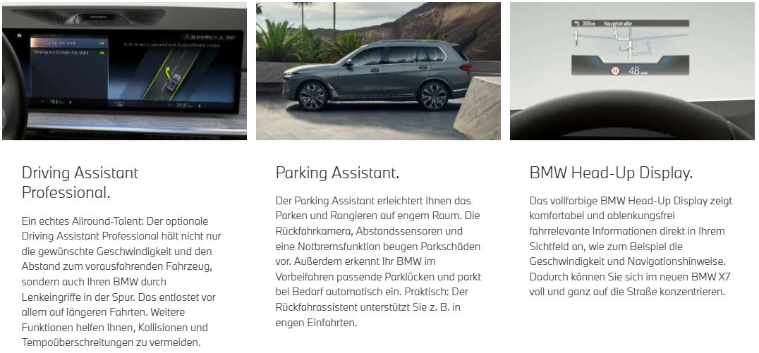 BMW X7 Fahrerassistenzsysteme BMW X7 Fahrerassistenzsysteme